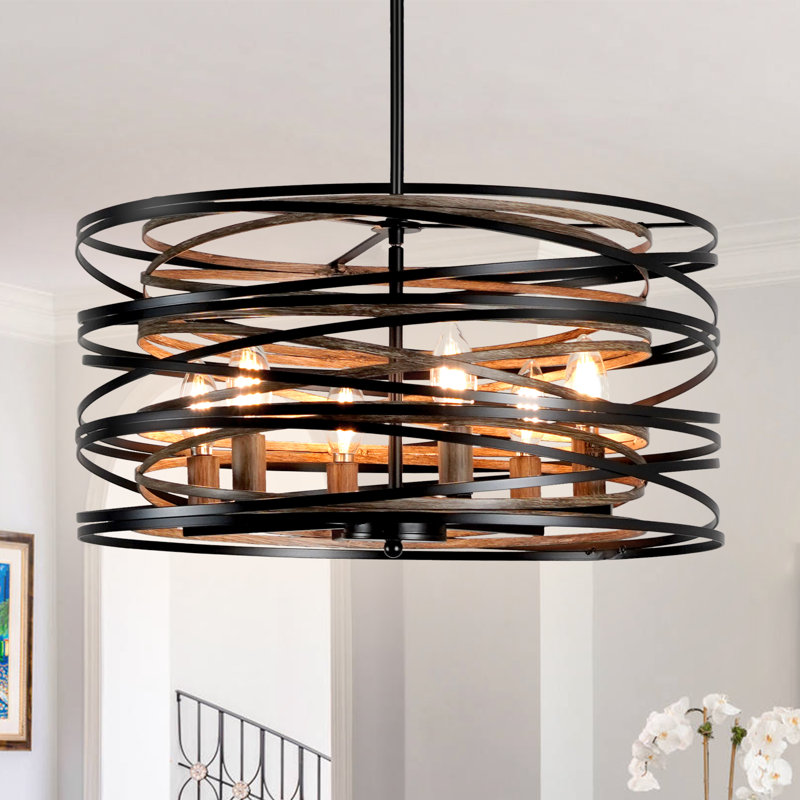 Luminaire suspendu noir moderne à 6 lumières