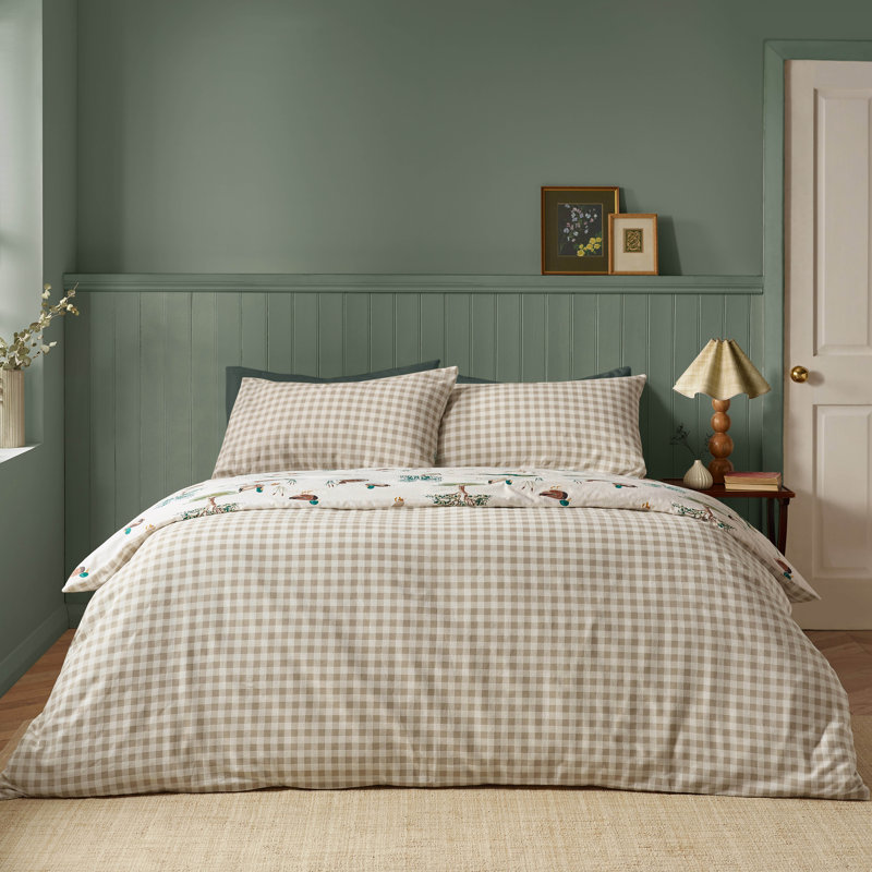 Brushed Mallards Cotton Reversible Duvet Cover Set, Double