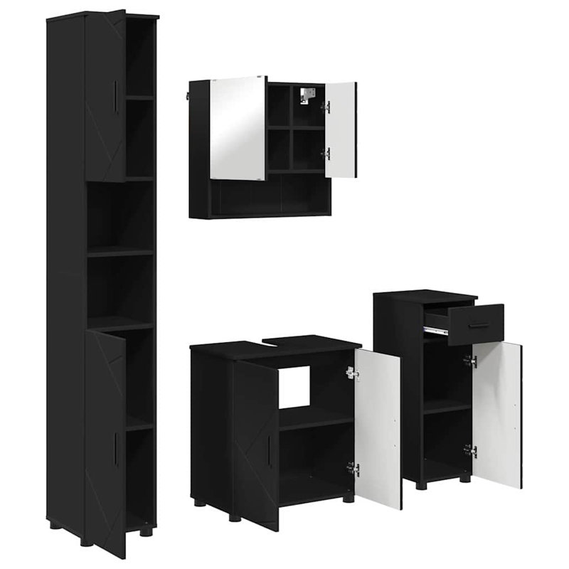 Bathroom Storage Furniture Set, Black