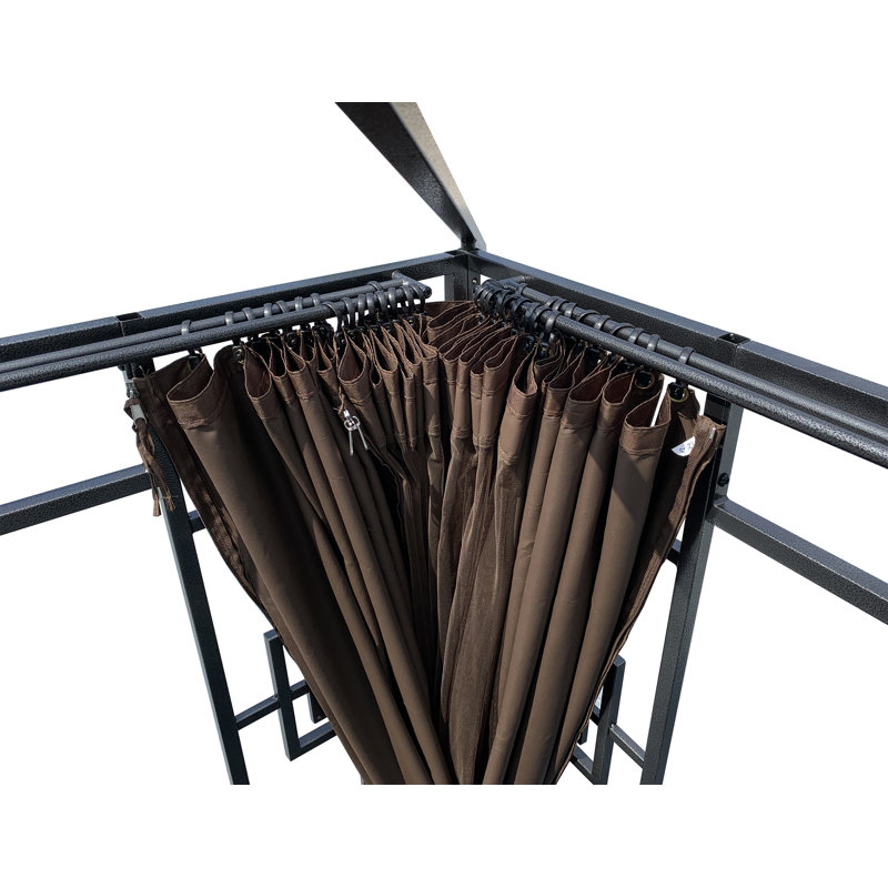 Rosabella 11x13 Black Steel Patio Gazebo with Brown Canopy