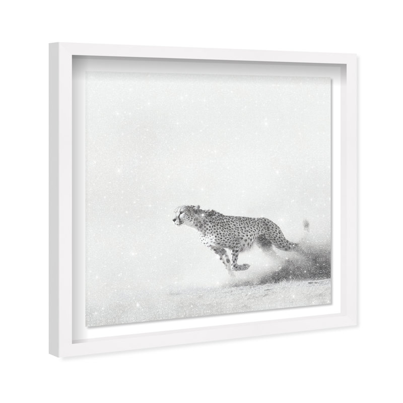 Cheetah Run Print by Oliver Gal, 17.5" H x 17.5" W, White Shadowbox