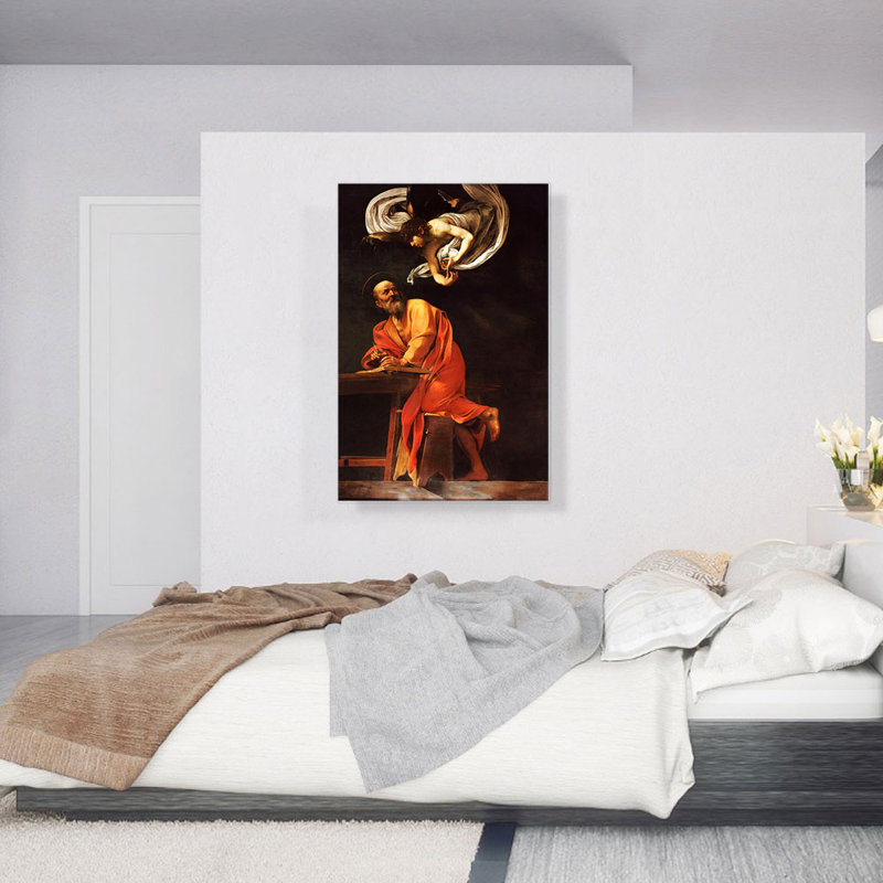 «The Inspiration Of Saint Matthew 1602», reproduction, H 40 po x l 26 po x P 0,75 po