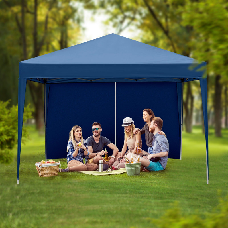 Abri escamotable en acier 10 'x 10' avec parois latérales amovibles, Bleu