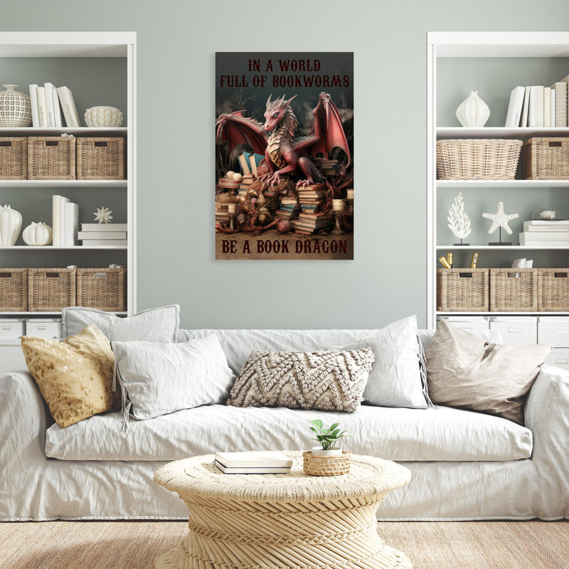 " Be A Book Dragon ", 14" H x 11" W x 1.25"D