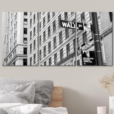 Sign on Wall Street in New York City  Photography Modern Home Art Framed