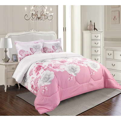Microfiber Floral Bedspread with Pillow Shams