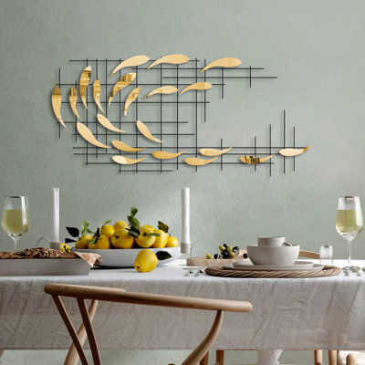 Élégant accessoire mural décoratif en métal, 39,4 po x 17,7 po x 1,6 po | Fabrication 100% durable en métal, poids léger à 5,8 lb | Parfait pour la décoration intérieure, l'esthétique moderne et l'art mural unique | Idéal pour le salon, le bureau ou la galerie