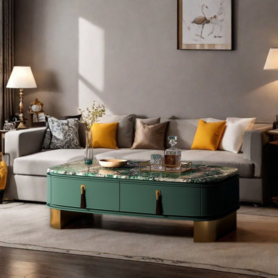 Table basse en marbre avec plateau télé
