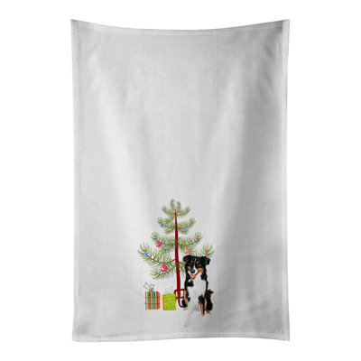 Ensemble de 2 serviettes de cuisine de Noël australiennes en forme de tricolore noir no 3