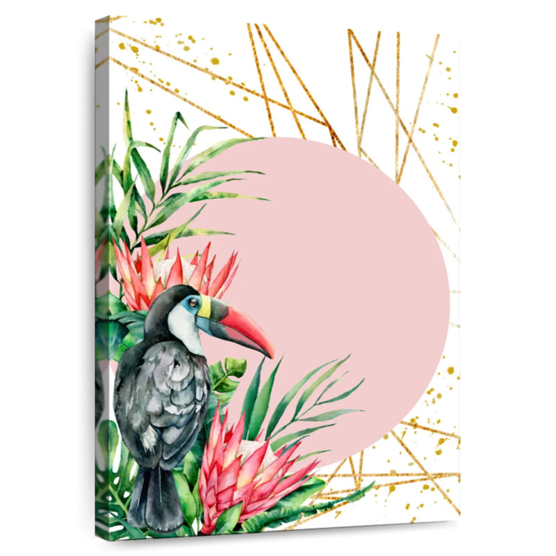 Toucan tropical à bec rouge, H 51 po x l 34 po