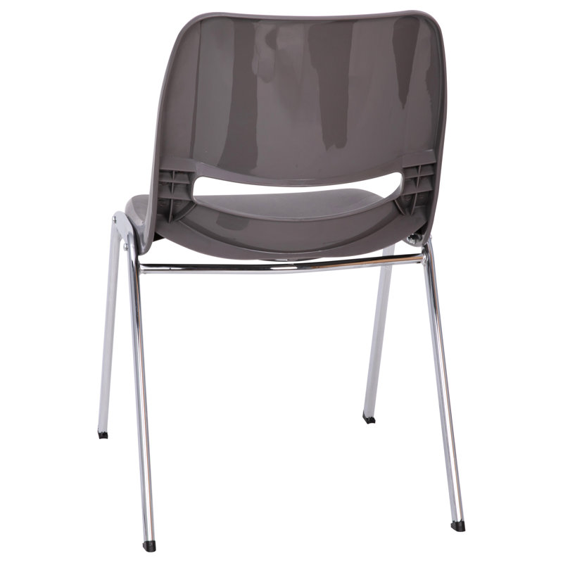 ErgoComfort 880 lb. Gray Ergonomic Stackable Chair with Chrome Frame