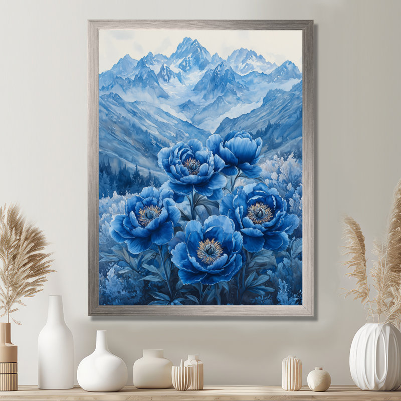 Beare - Floral Wall Art Living Room, H 32 po x l 24 po, Reproduction encadrée sans passe-partout, Argent argent