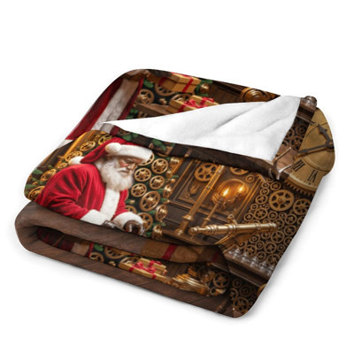 Jeté Steampunk engrenages et horloges sur un jeté en flanelle de luxe pour arbre de Noël, couverture douce et chaude pour le canapé-lit du salon