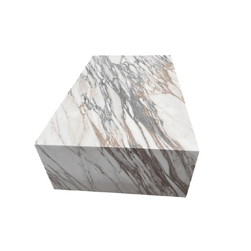Table basse en marbre véritable - marbre Arabescato, très grand 54 po