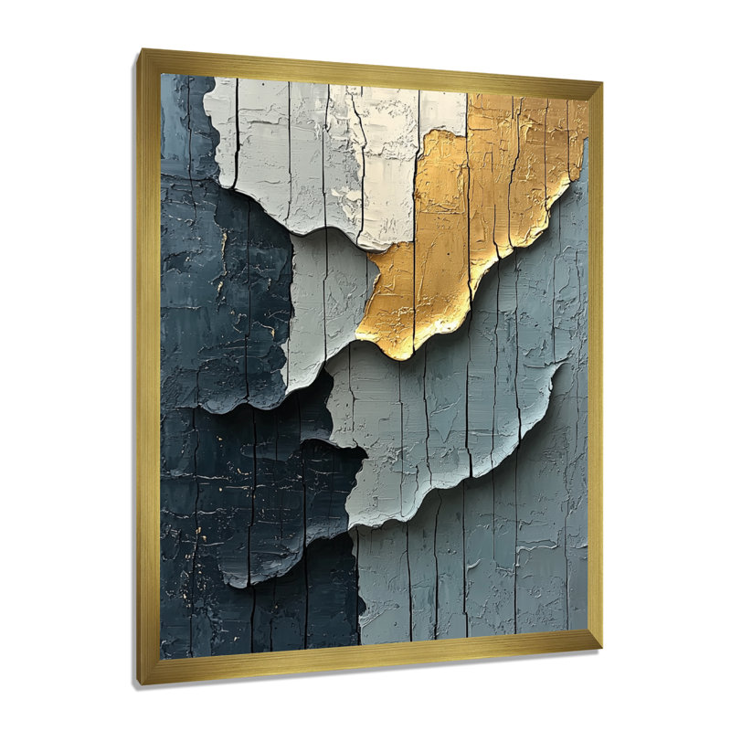 Speights - reproductions d'art mural abstraites, H 32 po x l 24 po, Reproduction encadrée d'une seule photo, Doré
