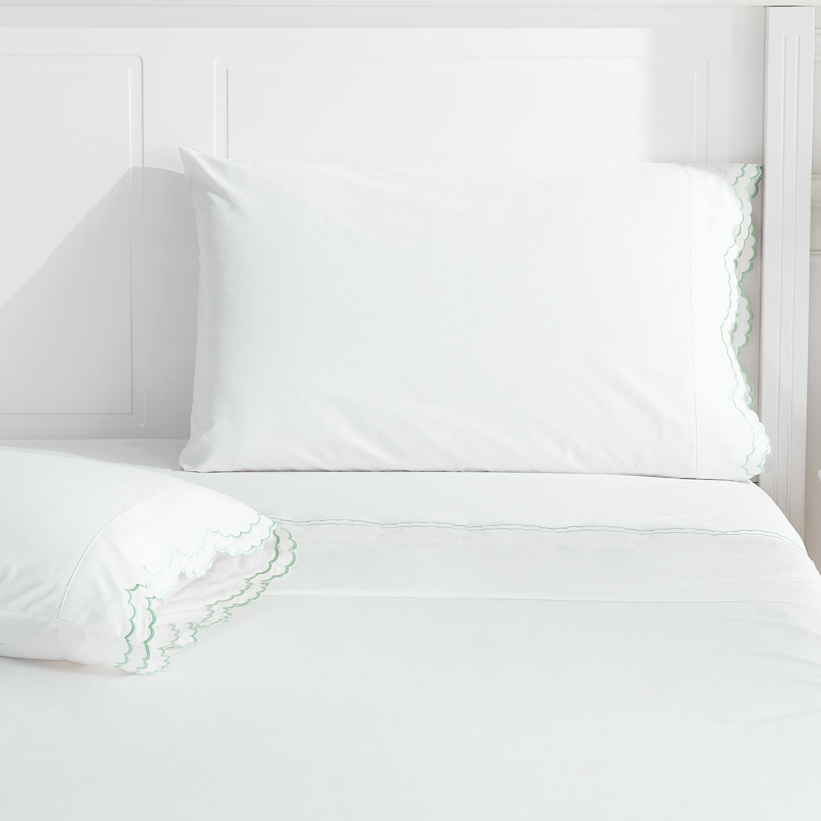 Bartlow - Set of 2, King Pillowcase, Mint/ White