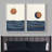 Sun And Moon " Abstract Sun Over Blue Watercolor Ocean Waves Modern Minimalist Landscape " 2 - Pieces-71660012-71660019