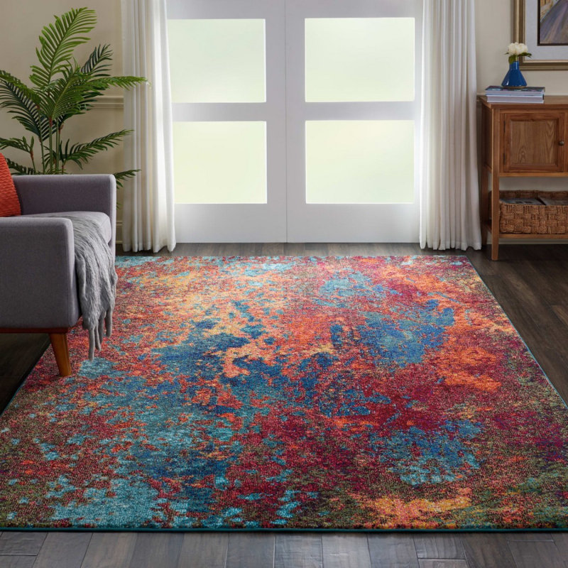 Abstract Rug, Thick Stain Resistant Graphics Rug, Modern Rug For Bedroom, Living Room, & Dining Room, Rectangle 239 x 239 cm