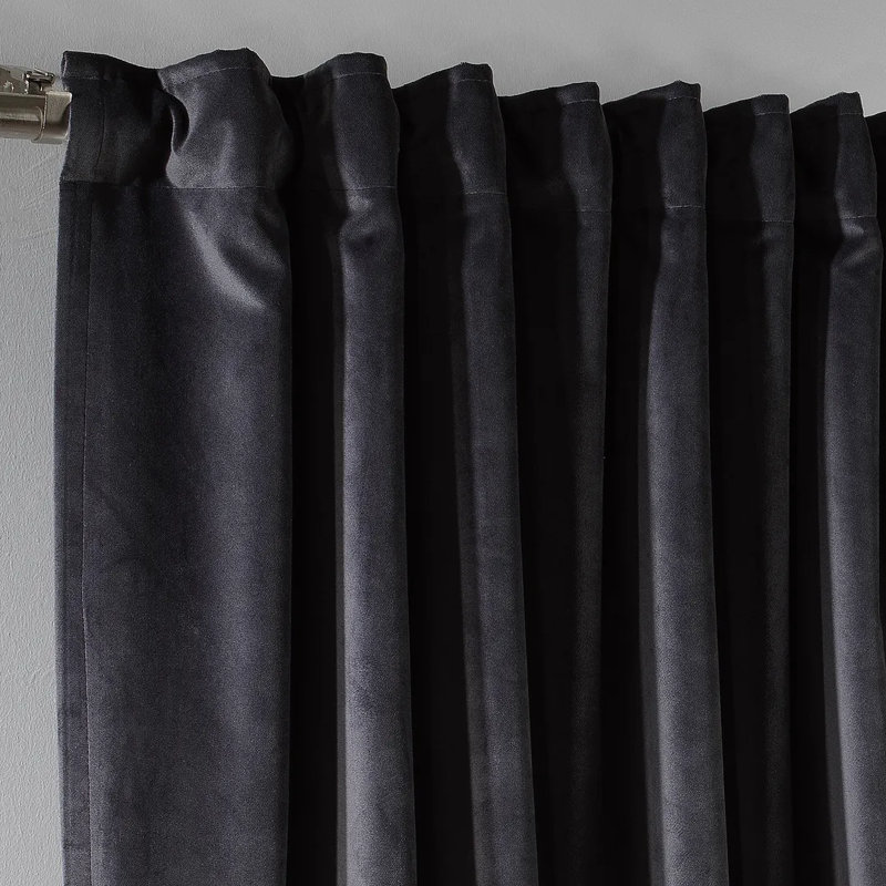 Extra Long & Extra Wide Matte Velvet Curtain Panel, 260cm Width x 295cm Drop, 68 SHADOW