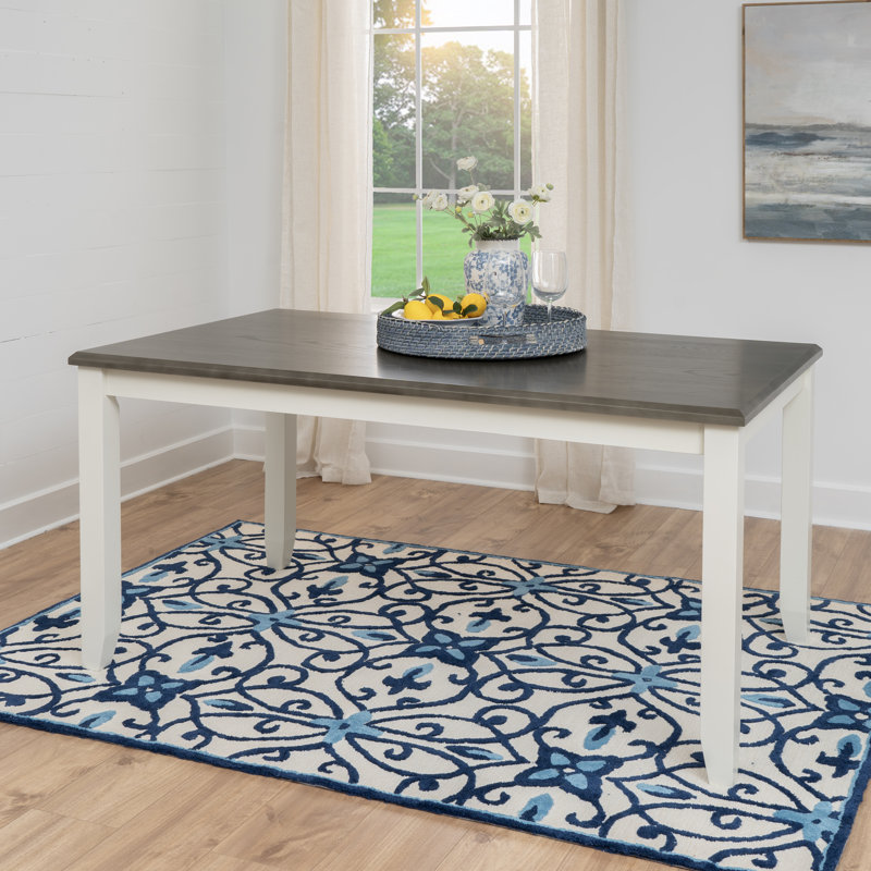 Atiqa Painted Rustic Dining Table, Light Gray