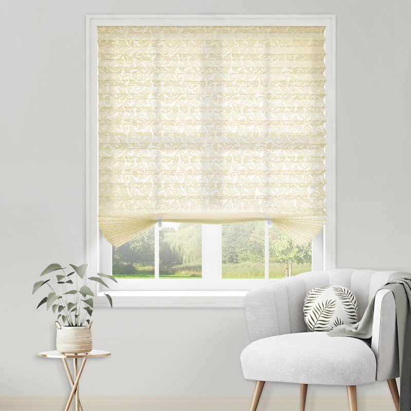 No Tools Cordless Original Embossed Light Filtering Pleated Paper Shade, Easy to Install and Cut for Home Bedroom Office Windows