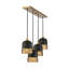 Lustre linéaire à 4 lumières en noir mat avec accents chauds en laiton