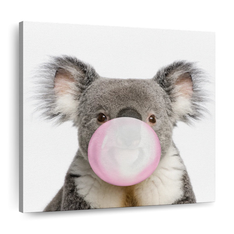 Impression sur toile Bubble Gum Koala Bear, H 16 po x l 16 po x P 1,25 po