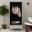 Boho Wardrobe Closet With Rattan Doors & Drawer