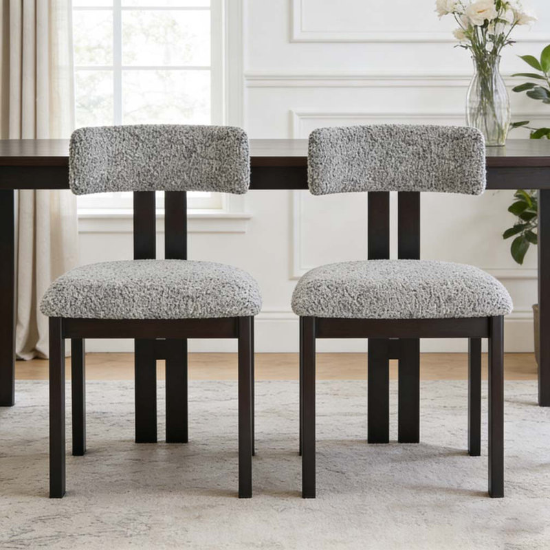 Chaises de salle à manger rembourrées sans accoudoirs avec pieds en métal, Noir blanc