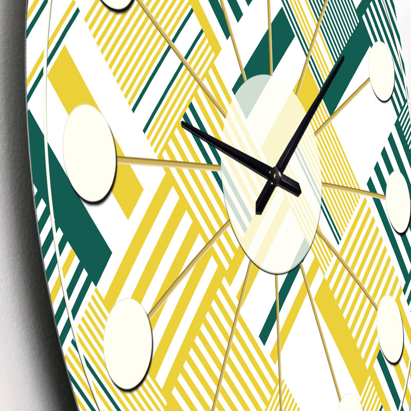 Horloge murale abstraite à rayures diagonales abstraites Mid-Century, Petit