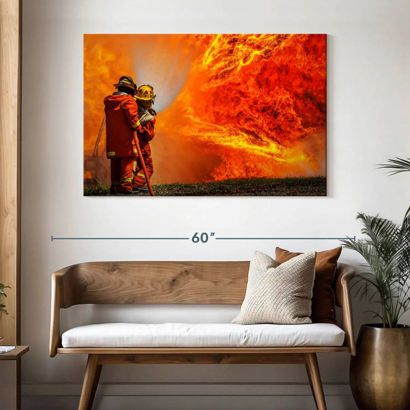 Lelar Blazing Fire Firefighters, 32" H x 48" W