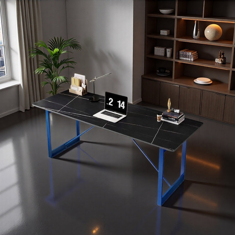 Bureau d'écriture Modern Light, Blanc / noir / bleu, H 29,52 po x l 70,86 po x P 27,55 po