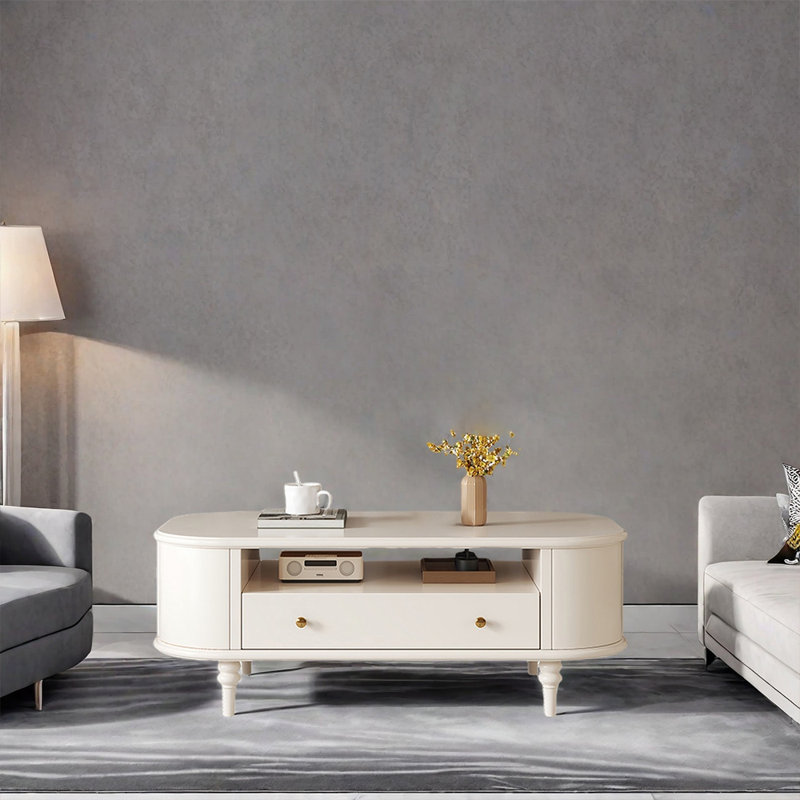 Table basse minimaliste en bois massif de style français