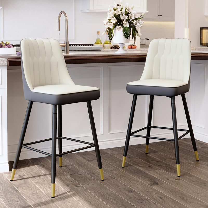 Ensemble de 4 tabourets de bar, tabourets de bar à hauteur de comptoir avec dossier, tabourets de cuisine modernes en similicuir