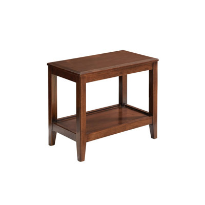 100% Solid Wood Rustic Side Table for Living Room,End Table with Storage Shelf 2-Tier Sofa Table for Living Room, Rubber Wood Indoor Plant Stand