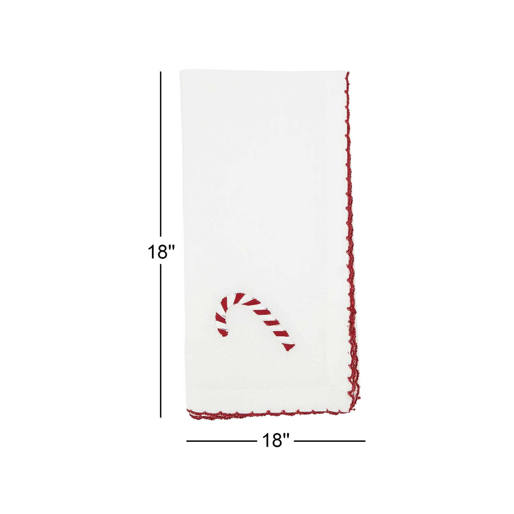 Winter Wonderland Whip Stitch Candy Cane Napkin (Set Of 4)
