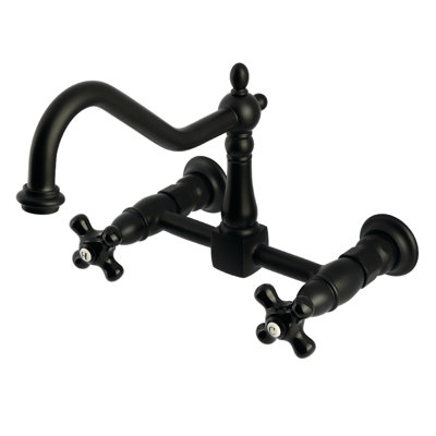 Kingston Brass Duchess Double-Handle 2-Hole Wall-Mount Bridge Kitchen Faucet