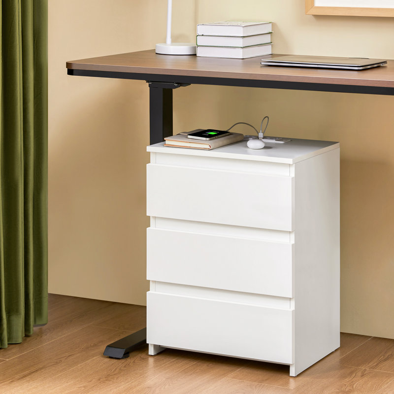 3-Drawer Vertical End Table, White