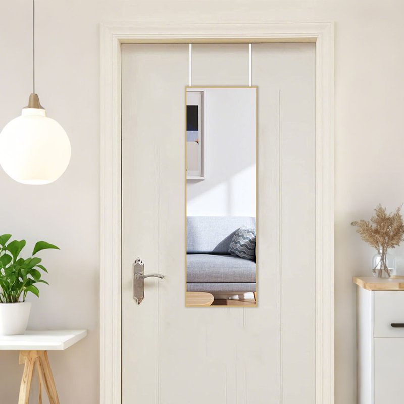 Heulyn Rectangle Metal Frame Over the Door Full Length Mirror, Gold, 78cm x 28cm