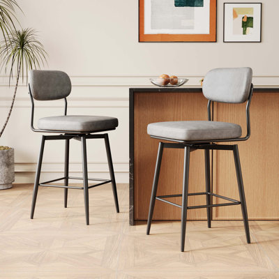 Ensemble de 2 tabourets de bar rotatifs à 360 ° avec tabourets de bar et coussins en cuir
