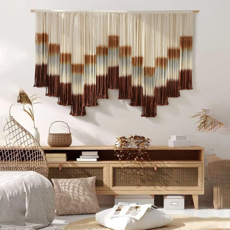  Multi Macrame Wall Hanging Tie-Dye Geometric Decor Large Scale Wall Art Statement Bohemian Yarn Tapestry Home Wall Decor 59''W*35''L