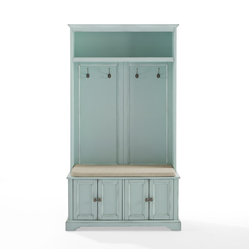 Veere Hall Tree 38'' Wide with Bench and Shoe Storage, Seafoam