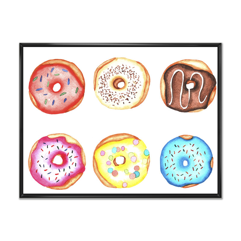 «Funny Donuts», reproduction sur toile, H 12 po x l 20 po x P 1 po, Cadre flottant noir