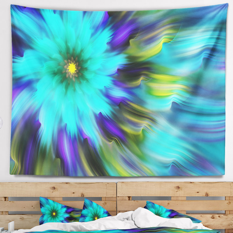 Tapisserie florale florale bleu vert, H 78 po x l 92 po