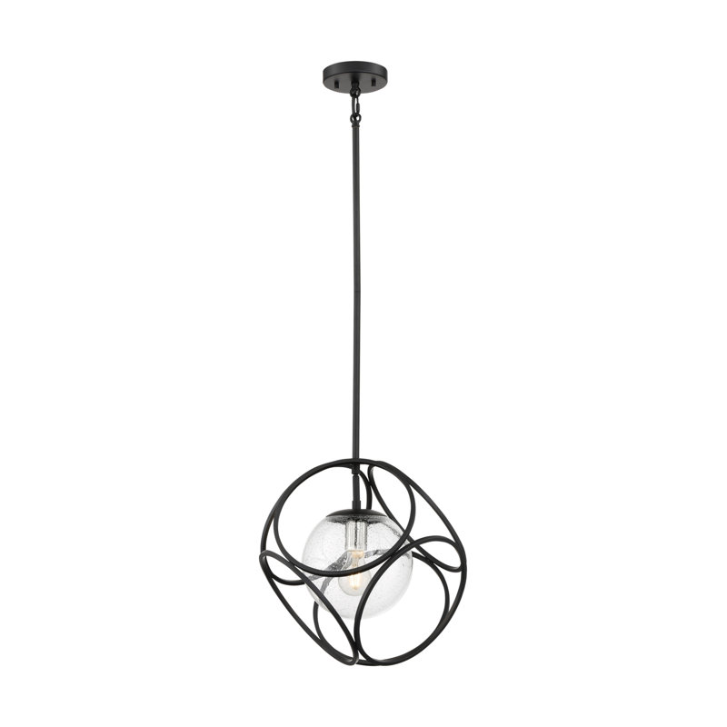 Luminaire suspendu géométrique unique à 1 lumière Anita, Nickel poli