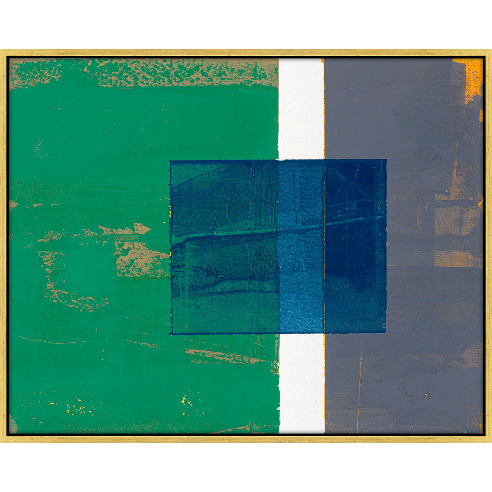 Bold In Blue 1 by Andrea Stokes, 16" H x 20" W x 1.38" D, Gold Framed