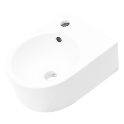 White Ceramic Bathroom Wall Sink - 13X10.39 Inch, Stain , Mounting Hardware Included Inch Mount, White, Low Water Absorption Quality,