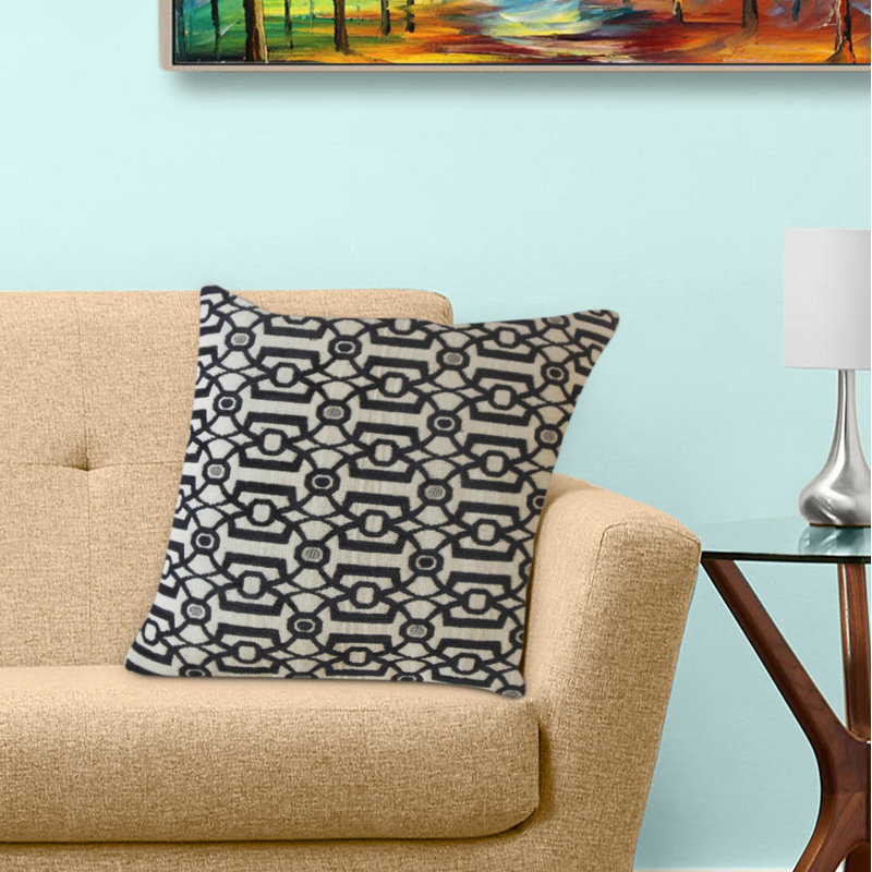 Housse et insert de coussin carré mattalyn and Rennie & rose, 17 po x 17 po, Ivoire / Bleu marine
