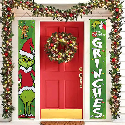Christmas Decorations Porch Sign, It's December Merry Christmas Door Banners Hanging Front Porch Christmas Outdoor Decorations Outdoor Xmas Decor Yard Signs 12 X 72 Inches