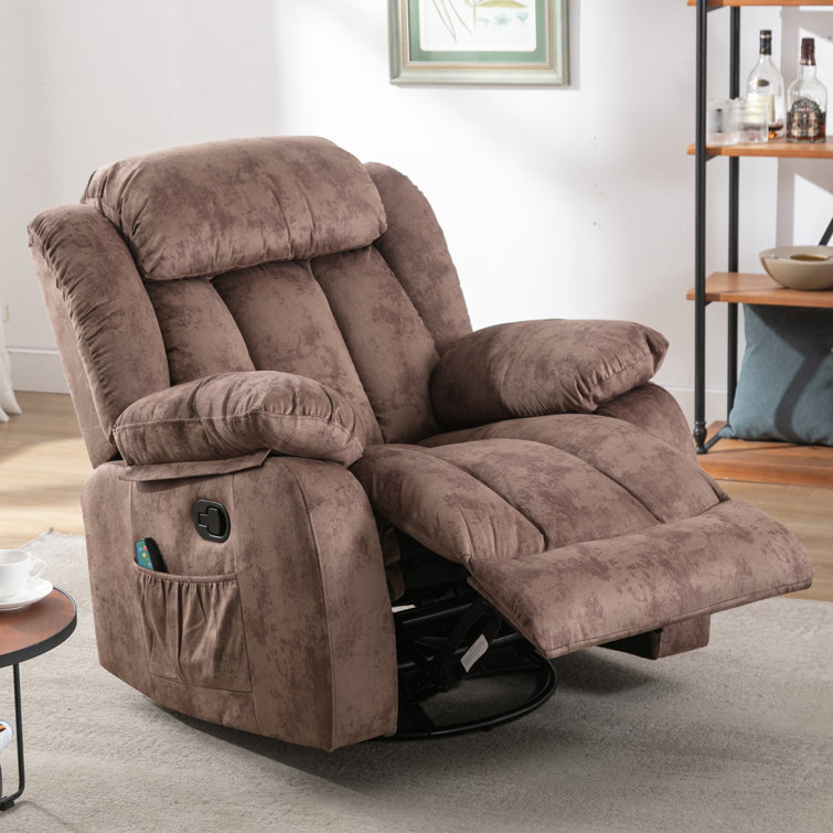 35" Wide Compact Swivel Rocker with Heat and Massage Durable Lounge Chair